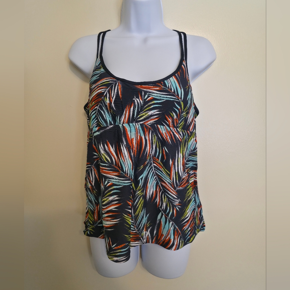 Mossimo Tropical Print Tankini Swim Top Strappy Back Flowy Fit